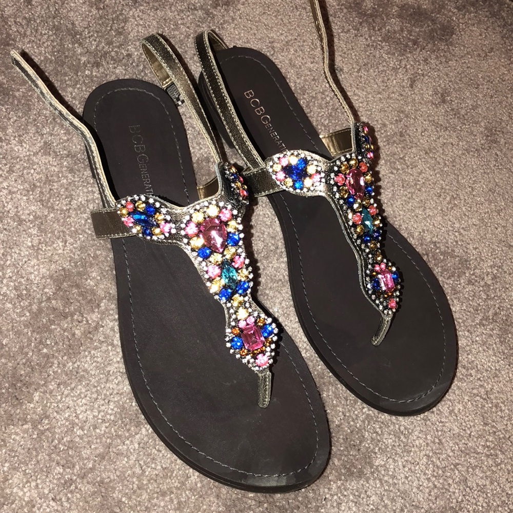 BCBG jeweled sandals